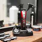 Машинка для стрижки 10в1 GM-592, Червона / Універсальна електробритва-триммер з насадками / Акумуляторна бритва, фото 2