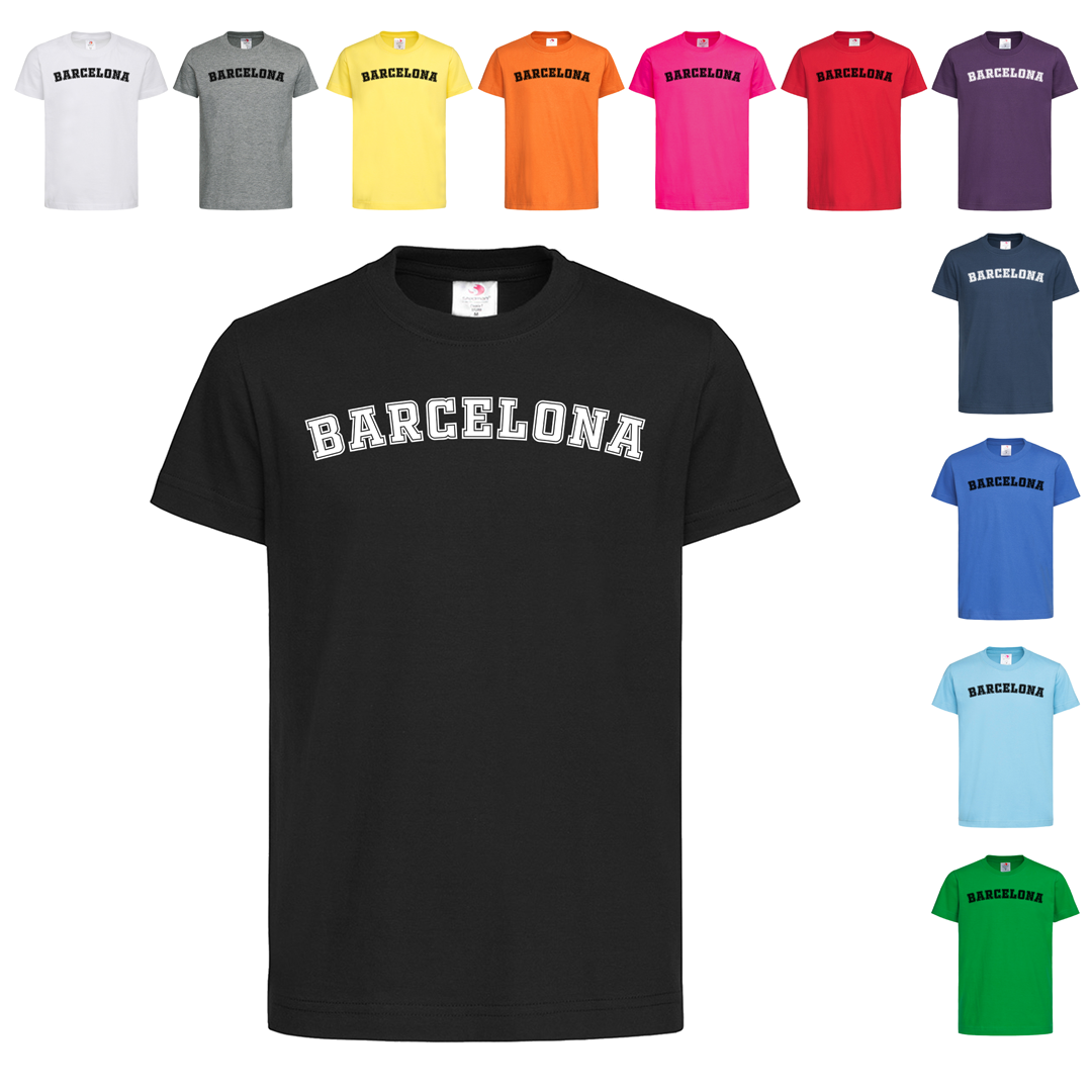 Чорна дитяча футболка З написом Barcelona (25-16-2), фото 1