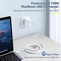 Зарядное устройство блок питания USB Type-C 118W для ноутбука (Белый) (F-S)