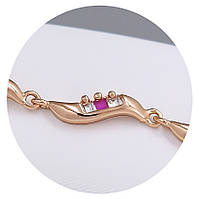 Браслет ХР. Позолота ЧВ. Камені: білий та малиновий циркон. Довжина: 16,5-20 см. Ширина: 5 мм.