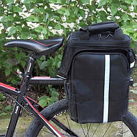 Складная велосипедная сумка на багажник с дождевиком 30L Korbi черная Sensey Складна велосипедна сумка на