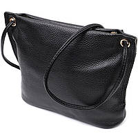 Женская трапециевидная сумка из натуральной кожи Vintage Черная Sensey Жіноча трапецієподібна сумка з