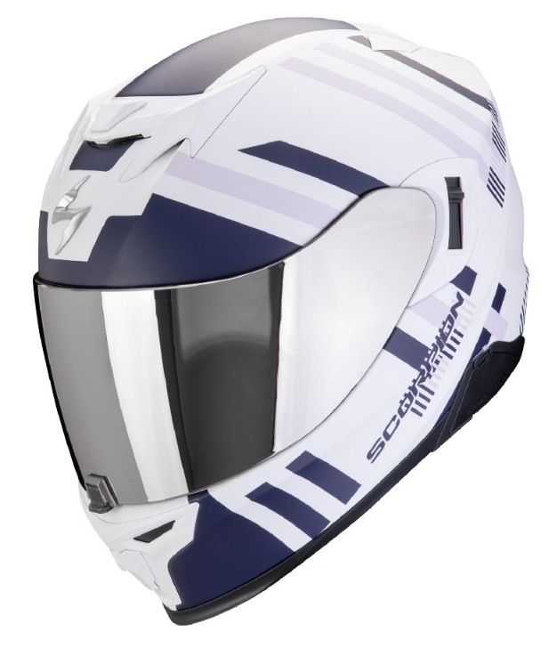 Мотошолом Scorpion Exo-520 Evo Air Banshee white-blue-purple matte