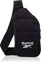 Коттоновая нагрудная сумка, слинг Reebok Classic Foundation черная Sensey Коттонова нагрудна сумка, слінг
