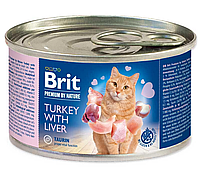 Влажный корм для котов Брит Brit Premium by Nature Cat индейка с печенью 200 г