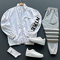Мужской спортивный костюм белый найк брюки и ветровка на молнии nike Sensey Чоловічий спортивний костюм білий