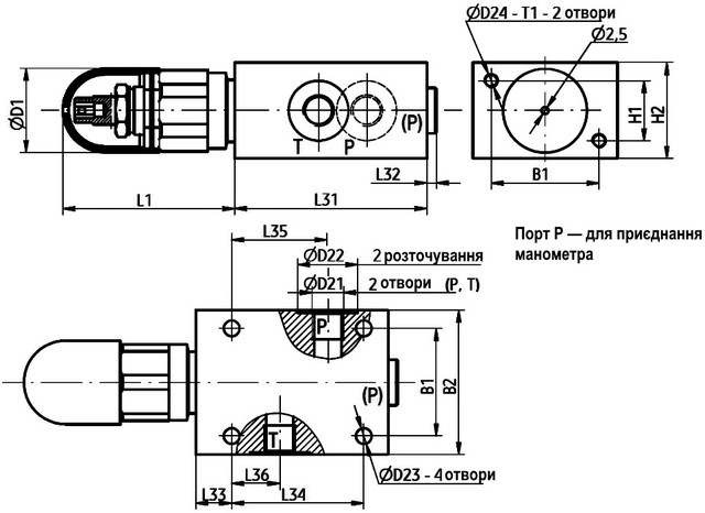 розміри клапана DBDS10G