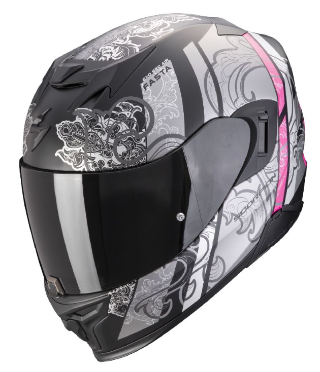 Мотошолом Scorpion Exo-520 Evo Air Fasta black-silver-pink matte