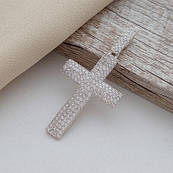 Хрестик срібний з розсипом білих цирконів