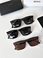 Брендовые солнцезащитные мужские очки POLARIZED в стильной оправе, Черные/Коричневые