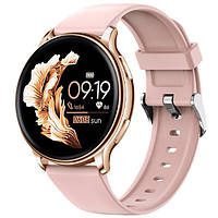 Розумний жіночий смарт годинник Smart Melisia Gold Rubber розовий 2 ремінці Sensey