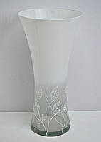 Ваза стеклянная декорированная Фиона белая конус Н33.5см