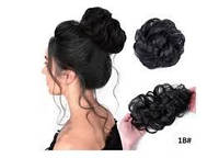 Резинка из волос для создания причесок 1# Шиньон пучок Термоволокно Черный М 1214