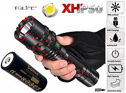 Далекобійний ліхтар XHP50 + Акумулятор 5000mAh TRLIFE Red-Black Camo Edition (1800Lm, 1000м, USB, 26650)