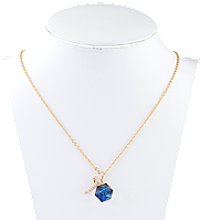 Кулон Xuping Позолота 18K з кр-ми Swarovski на ланцюжку "Кришталевий куб Capri Blue" довжина 40-45см х 2мм