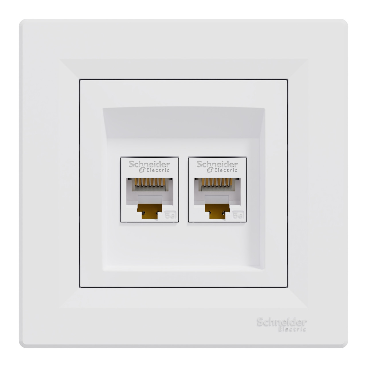 Розетка комп'ютерна подвійна RJ45 кат. 5е UTP біла Asfora Schneider