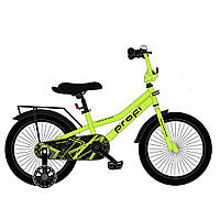 Детский двухколесный велосипед 14 дюймов с зеркалом и багажником PROF1 PRIME MB 14013 Салатовый