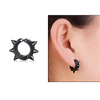 Сережка кліпса без проколу з шипами чорна 1 шт.