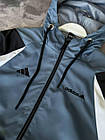 Чоловічий спортивний костюм Adidas Вітровка + Штани блакитний з чорним Комплект Адідас із плащівки весняний, фото 4