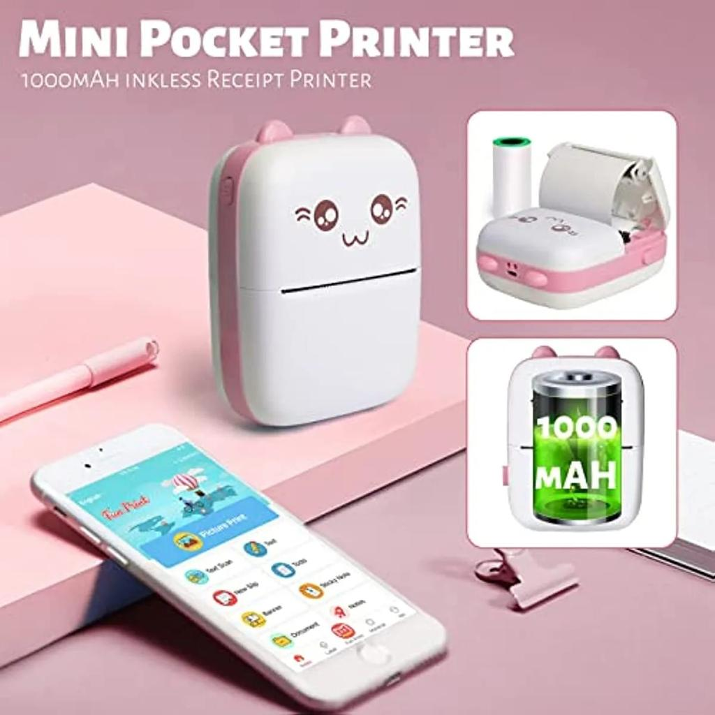 "Mini Printer: детский термопринтер в розовом цвете для творчества и развития!" - фото 2 - id-p2133413956