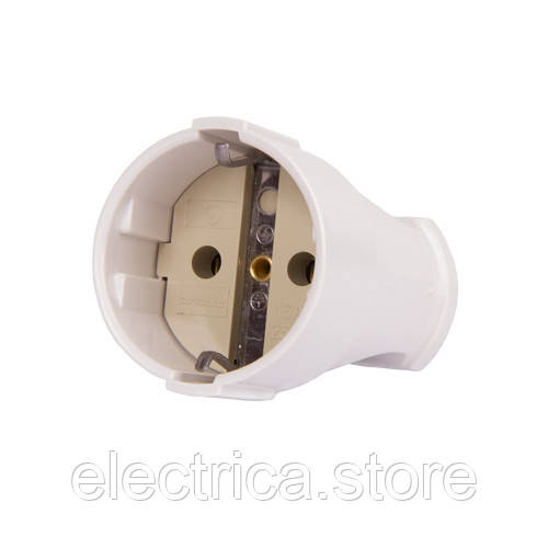 Розетка переносна e.socket.003.16.white c з/к 16А пряма біла p017003, фото 1