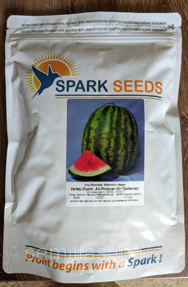 Насіння кавуна АУ Продюсер (AU Producer), 500 гр., Тип Кримсон Світ, Spark Seeds