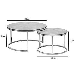 Керамічні журнальні столи Alabama B сірий глянець під мармур на сріблястому каркасі в хол