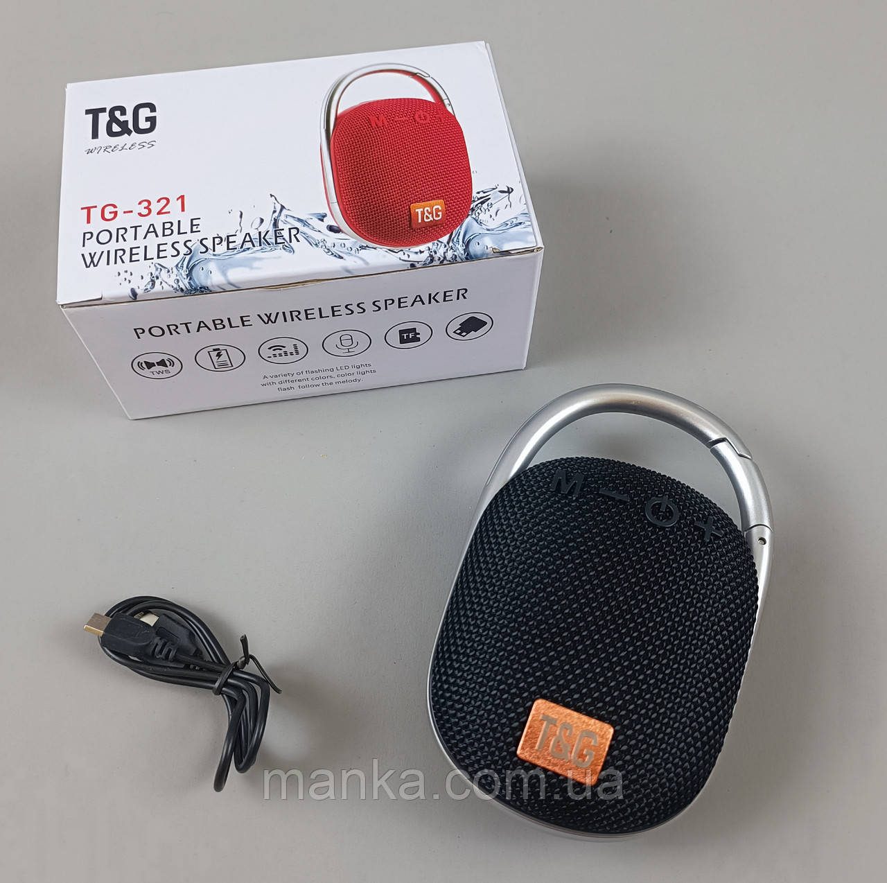 Колонка портативна переносна чорна C 64909  підсвічування, Bluetooth 5.3, USB, фото 1