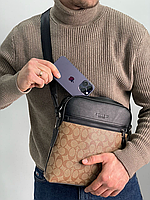 Мужская брендовая сумка Coach Houston Flight Bag Leather Коач, мужские кожаные сумки