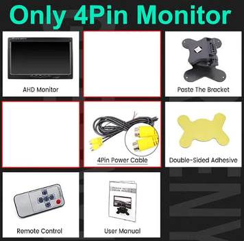 Автомобільний монітор GreenYi AHD AP701 IPS 7" дюймів авіароз'єм 4 Pin AHD 1920*1080P + CVBS 12-24 В