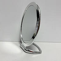 Двостороннє косметичне дзеркало для макіяжу на підставці овальне 16*12,2см Mirror 3108 сталеве