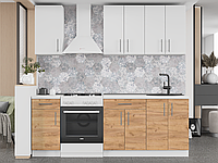Кухня Оптима Еверест набір К-4 2.2 м, без стільниці, без мийки, Німфея Альба/Дуб Крафт Золотий, Білий