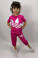 Детский летний спортивный костюм для девочки 5-6 лет, модный комплект футболка и капри на лето - 100% хлопок
