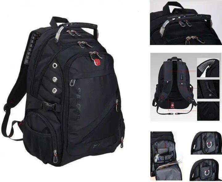 Рюкзак універсальний міський з USB і AUX виходами з дощовиком, 50*33*25 см рюкзак Swiss Bag 8810 Чорний - фото 1 - id-p2182921660