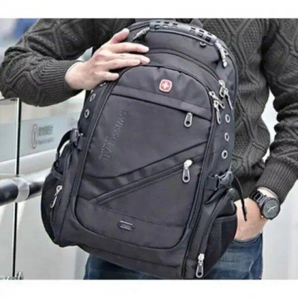 Рюкзак універсальний міський з USB і AUX виходами з дощовиком, 50*33*25 см рюкзак Swiss Bag 8810 Чорний - фото 3 - id-p2182921660