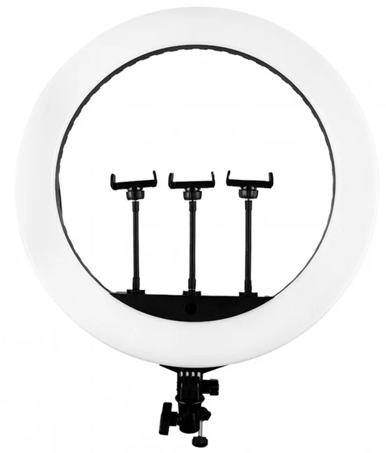 Светодиодная кольцевая LED лампа HQ-21N с 3 креплениями и пультом ДУ осветительный прибор - фото 1 - id-p2182921672