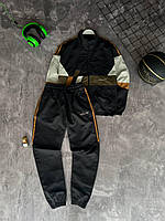 Мужской спортивный костюм Adidas Ветровка + Штаны черный Комплект Адидас из плащевки весенний