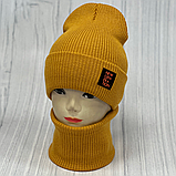 М 90002. Комплект для хлопчика, підлітка: шапка подвійна з флісом і хомут, розмір вільний, різні кольори 4-15 років, фото 6