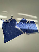 Женская пижама в  шорты + майка, синяя  ( S - Xl)