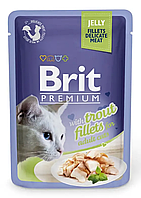 Влажный корм Брит Brit Premium Cat pouch для кошек кусочки филе форели в желе 85 г