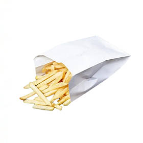 Паперовий крафт пакет Саше 120х140х55мм (жиростійкий білий для картоплі фрі) , пакування 1000 шт