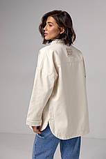 Жіноча джинсова куртка на кнопках — бежевий колір, S (є розміри), фото 2