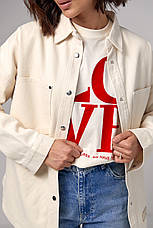 Жіноча джинсова куртка на кнопках — бежевий колір, S (є розміри), фото 2