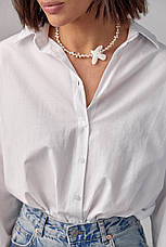 Подовжена жіноча сорочка у стилі oversize — білий колір, S (є розміри), фото 2