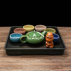 Набір посуду для чайної церемонії "Колотий лід" глина (різнокольоровий) на 6 персон