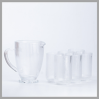 Набір глечик зі склянками 6 штук із товстого скла прозорий склянка для води та соку склянки для коктейлів
