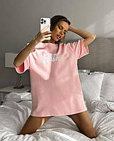 Женская футболка с вышивкой, в стиле оверсайз, розовая