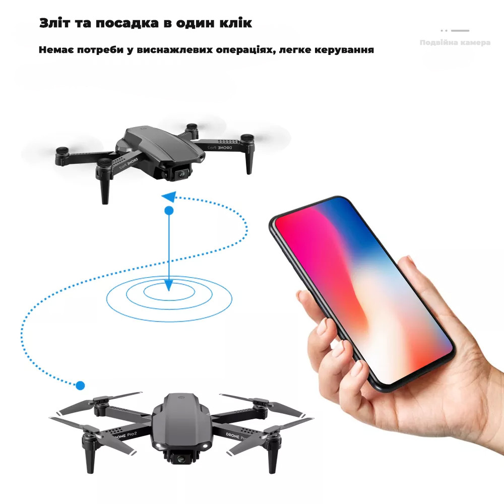 Мини Квадрокоптер с камерой - дрон E99 Pro 2 - HD FPV Wi Fi - до 15 минут полета - фото 9 - id-p2182947472