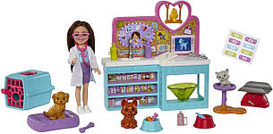 Ігровий набір лялька Барбі Челсі Ветеринарна клініка Barbie Chelsea Pet Vet Playset HGT12
