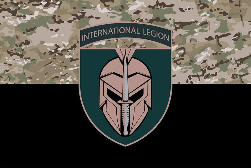 Прапор 1 батальйону Міжнародного легіону України камуфляж-чорний